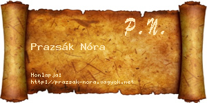 Prazsák Nóra névjegykártya
